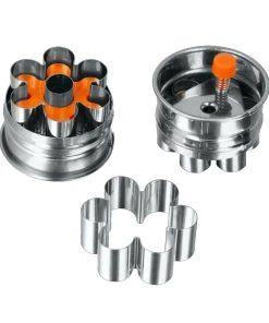 Null Linzer Ausstecher Rosette 4 In 1 Keks-Ausstecher Mit Auswerfer Aus Edelstahl