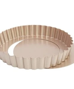 Null CHEFMADE | 18cm Tarteform Mit Hebeboden | 176x30mm | Champagnergold | Antihaft- & Silikonbeschichtet | Quicheform | Mit Hebeboden | Obstkuchenform