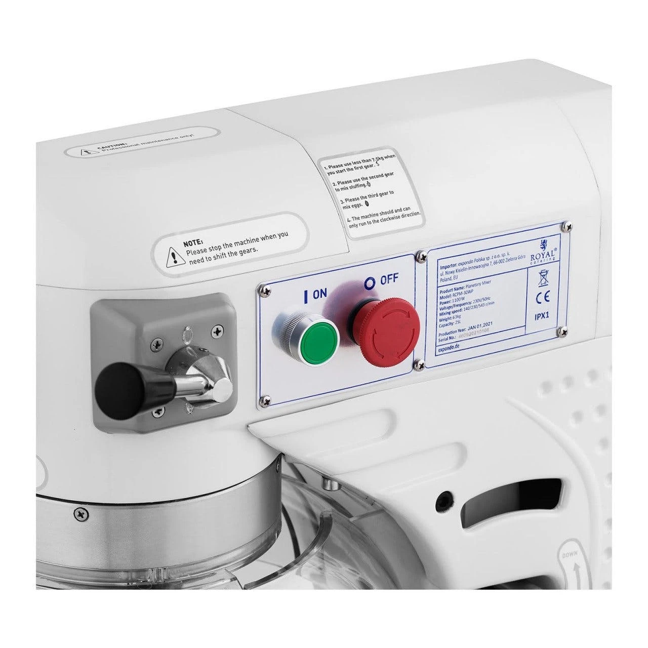 Royal-catering Royal Catering Teigknetmaschine - 30 L - 1.100 W - Schüssel Absenkbar 7 Royal-catering Royal Catering Teigknetmaschine - 30 L - 1.100 W - Schüssel Absenkbar – Bild 7