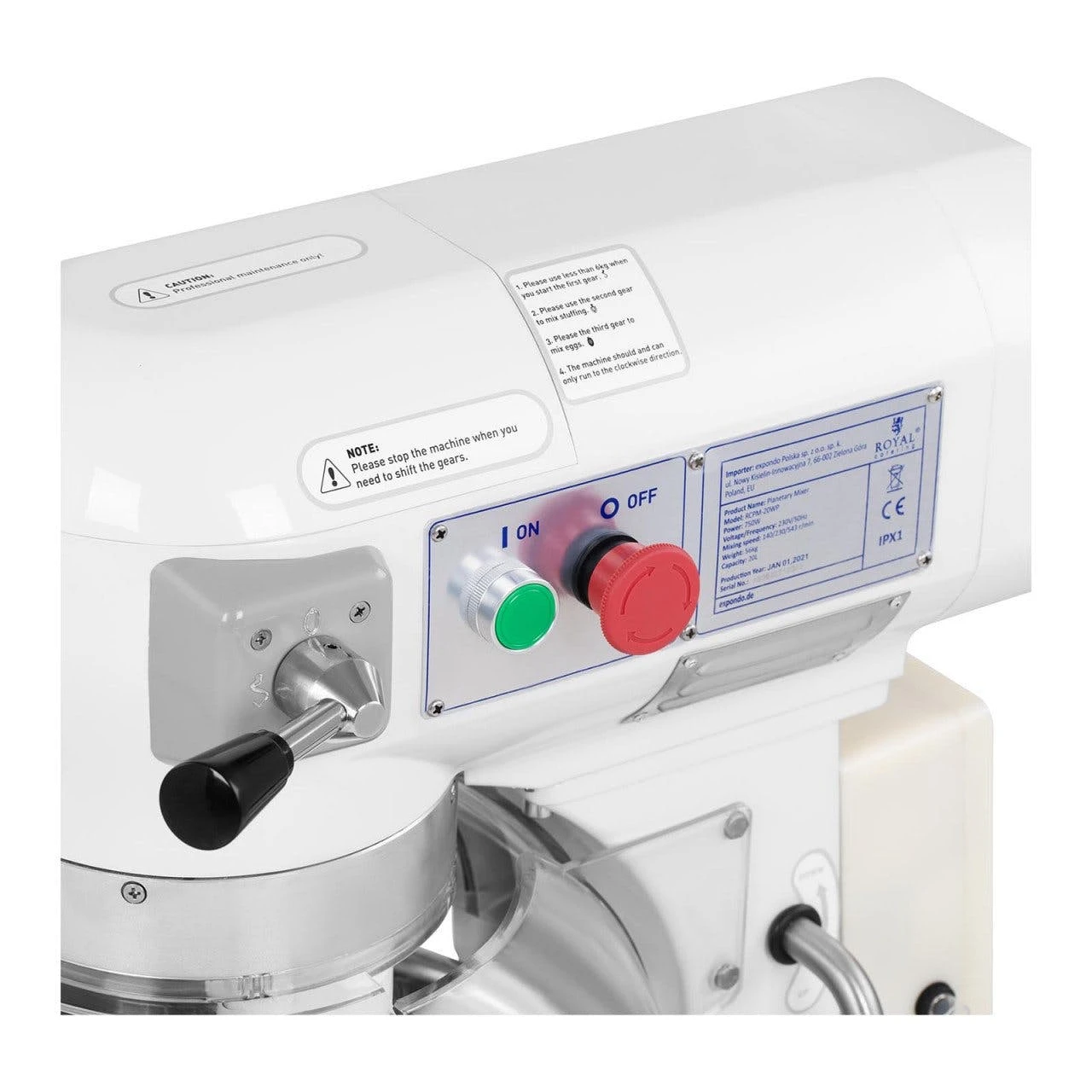 Royal-catering Royal Catering Teigknetmaschine - 20 L - 700 W - Schüssel Absenkbar 5 Royal-catering Royal Catering Teigknetmaschine - 20 L - 700 W - Schüssel Absenkbar – Bild 5