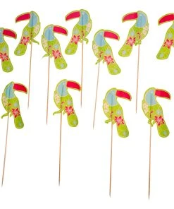 FACKELMANN 27031 Rio Party Partypicker Cocktailspieße Tropical | 15 Stück | Tukan