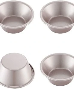 Null CHEFMADE | 4er Set Burger Bun Formen | 125x30mm| Champagnergold| Antihaft- & Silikonbeschichtet| Brötchenformen| Tarteformen| Minikuchen| Minibrotform