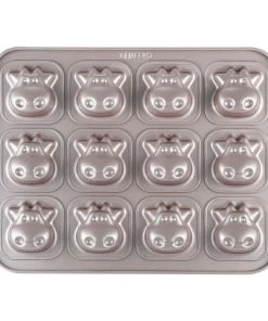 Null CHEFMADE | 12er Motivbackform Kuh | 326x258x32mm | Champagnergold | Antihaft- & Silikonbeschichtet | Muffinform | Cupcakeblech | Backblech | Cup-Cakes