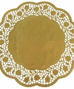 1-pack 16x Deko-Tortenspitzen Rund Gold O 36 Cm