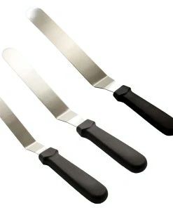 Airbrush-city 3er Set Winkelpalette Spatel 15cm 20,5cm 25,5cm Schwarz Kuchenmesser Tortenmesser